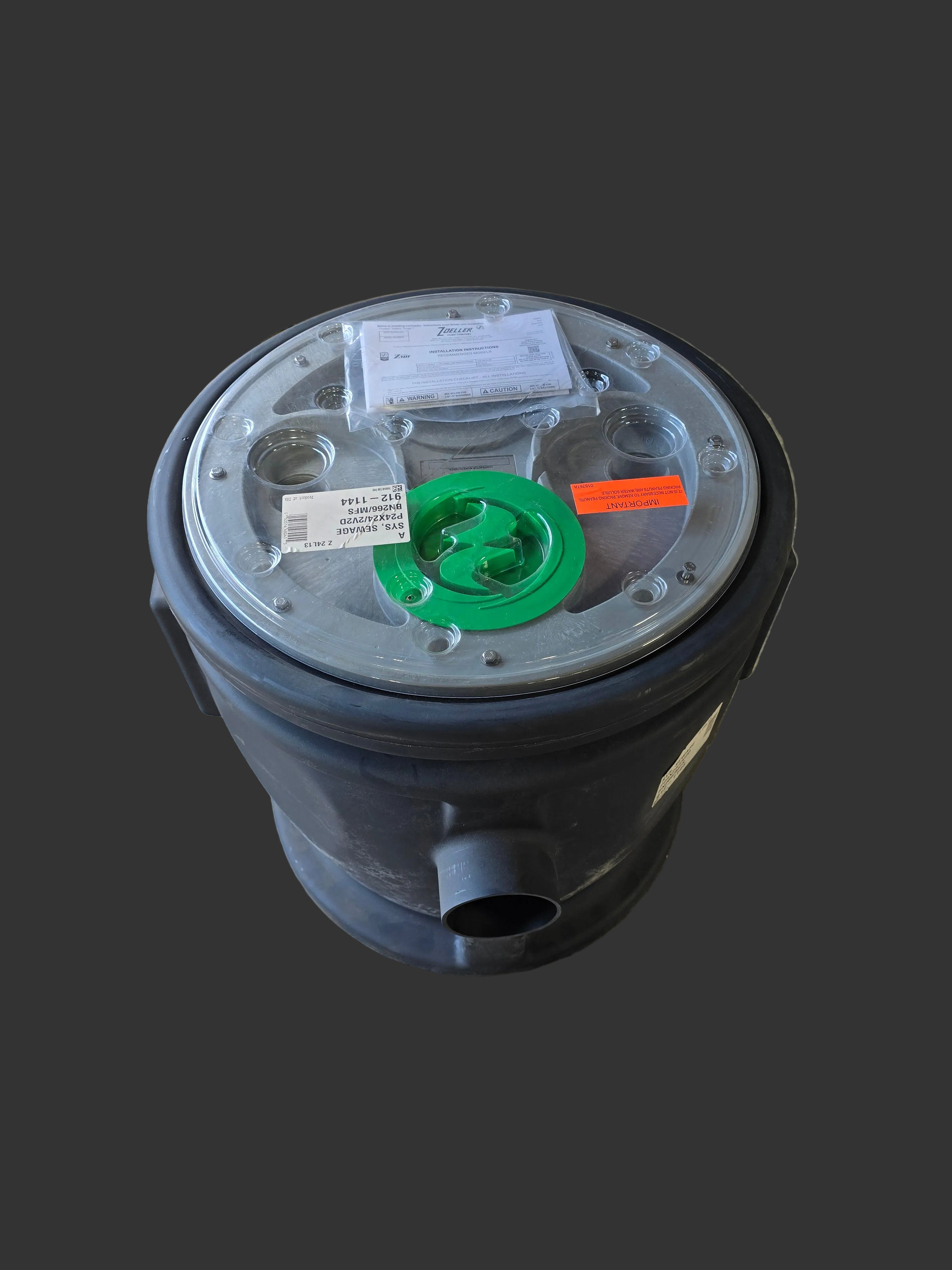 2' x 2' Zoeller 1/2HP, 115v 1ph Simplex Sewage System (912-1144)