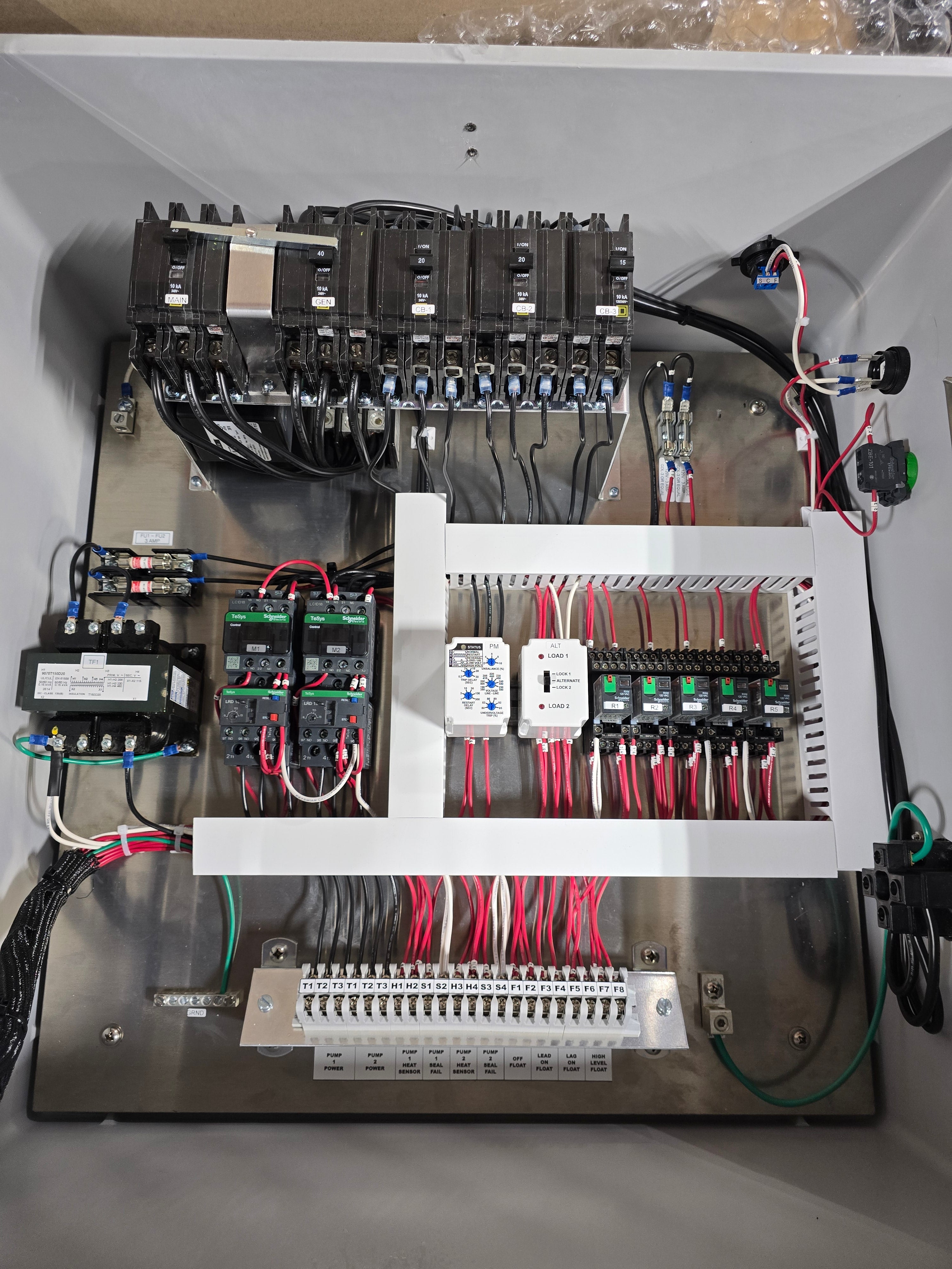 Duplex 208/230v 3ph Lift Station Control Panel 9-13 FLA up to 5HP