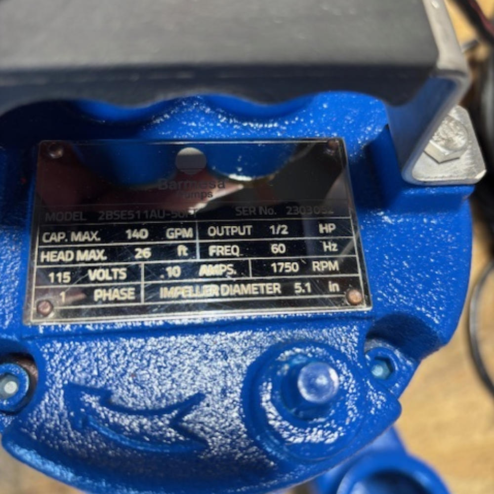Barmesa 1/2 HP 2BSE511A 115v Automatic Solids Handling Sewage Pump