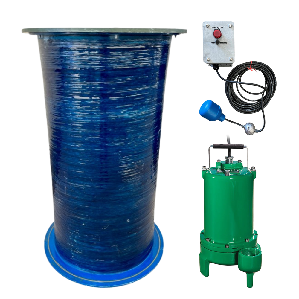 2' x 4', 5', or 6' - 1hp 115v 1ph Simplex Submersible Grinder Pump Residential Lift Station