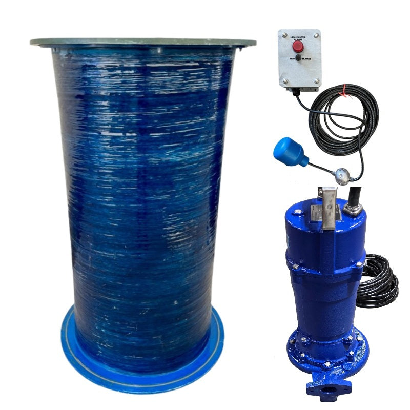 2' x 4', 5', or 6' - Teral 2hp 230v 3ph Simplex Submersible Grinder Pump